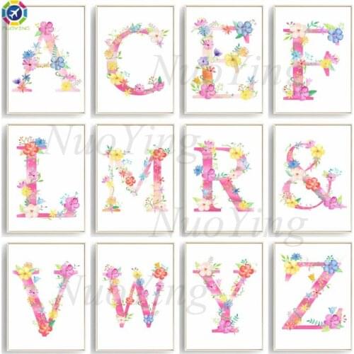 5D DIY Diamond Painting Nordic Letter Flower Diamond Embroidery Cross Stitch Mosaic Art Boy Girl Birthday Gift Room Wall Decor