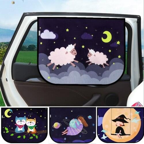 Car Sun Shade Cover Cute Cartoon UV Protect Curtain Side Window Sunshade Visor Heat Shield For Baby Kids Car Curtain Universal