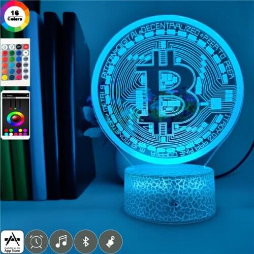 Bitcoin Night Light LED Touch Sensor 3D Table Lamp USB Color Changing Atmosphere Decor Novelty Lighting Child Kids Holiday Gift