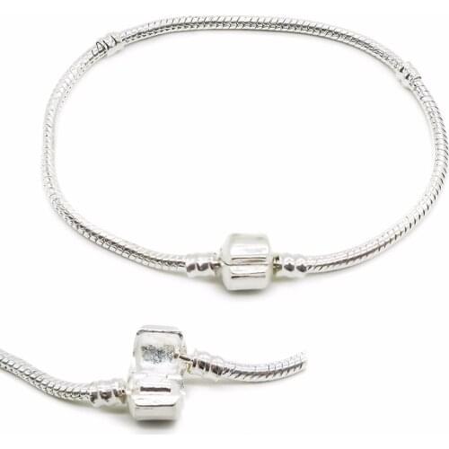 21cm DIY Buckets of Beads 8" 8 Inches Starter Snake Chain Classic Bead Barrel Clasp European Italian For Bracelet Making