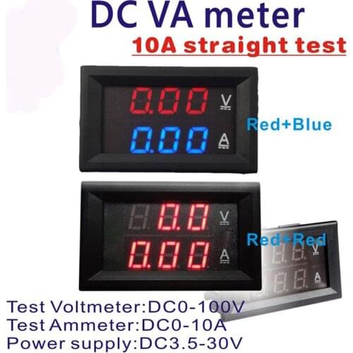 Digital DC Voltmeter Ammeter 3/4 Bit Supply Red Blue LED Dual Display DC 0-100V 10A Voltage Current Meter Power