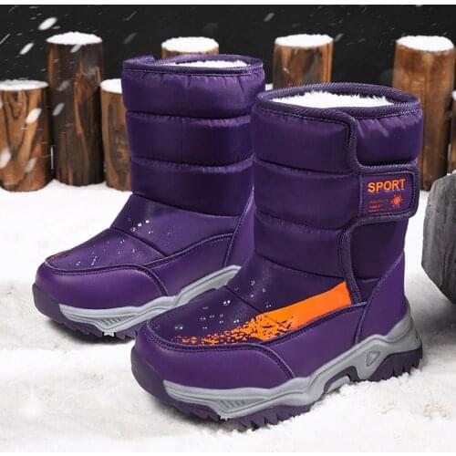 Childrens Non Slip High-top Camping Hiking Shoe Durable Comfortable Winter Cotton Shoe Boy Girl Waterproof Breathable Snow Boot