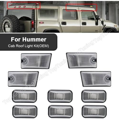 For Hummer H2 2003 2004 2005 2006 2007 2008 2009 H2 SUT 2005-2009 Front Rear Cab Roof Light Lamp OEM Kit Smoked/Clear 10PCS