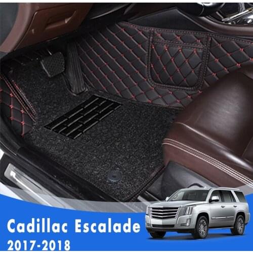 Double Layer Wire Loop Carpets Car Floor Mats For Cadillac Escalade 2018 2017 Accessories Interior Decoration Styling Pedal