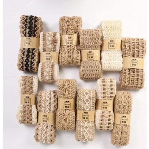 Jute Burlap Rolls Hessian Ribbon With Lace Vintage Rustic Wedding Decoration Ornament Party Wedding Decor