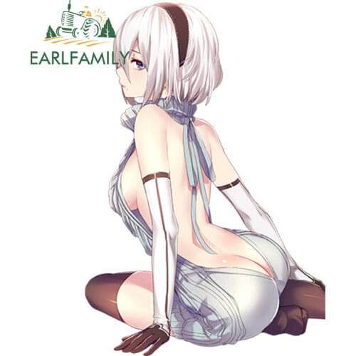 EARLFAMILY 13cm x 12.6cm Car Sticker Hot Girl Anime Window Wiper Decals Rear Windshield Car Styling Decor Waterproof Stickers
