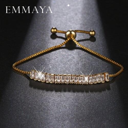 EMMAYA New Design Gold Color Women Chain Link Bracelet Lucky Wedding Jewelry White CZ Stones Wholesale