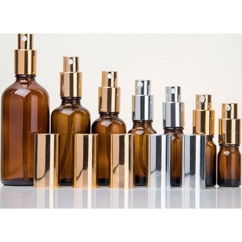 10-100ml 1 Ctn Gold Silver Black Spray Emulsion Head Tan Glass Dropper Essential Oil Bottles Cosmetics Container Travel