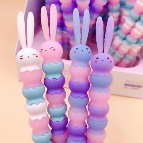 Ellen Brook 1 Pcs Cartoon Ice Cream Rabbit Soft Silicone Kawaii School Office Stationery Gel Pen Creative Cute Gift Supply