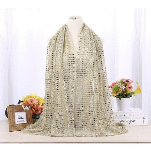 Women Hijabs Islamic Ladies Sequins Chiffon Long Shawl Head Scarf Female Full Cover Wrap Hijab Plain Muslim Fashion Headscarf