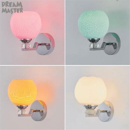 Art decor Europe Stained Glass Shade Wall Lamp Industrial Indoor Lighting Bedside pink yellow green white Sconce Wall Lights