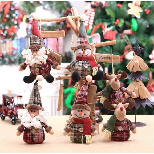 Christmas Santa Claus Snowman Elk Doll Toys Christmas Tree Hanging Ornament Decoration for Home Xmas Party Navidad Gifts for Kid