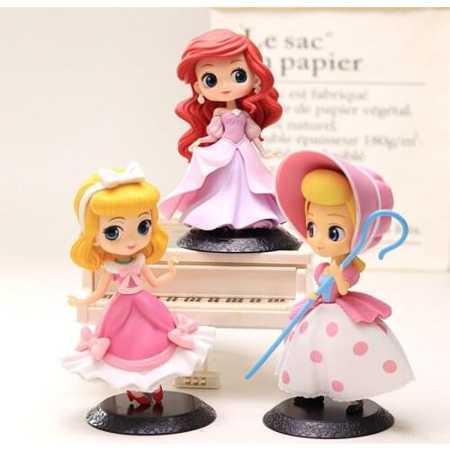 DISNEY Q posket Princess Doll Ariel Tangled Rapunzel Elsa Anna Figure toys dolls toys Cake Topper Cake decor birthday party