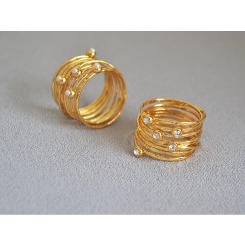 CSxjd Hot selling High quality copper Hand-wound multi-layer winding crystal pearl bird nest ring index finger ring