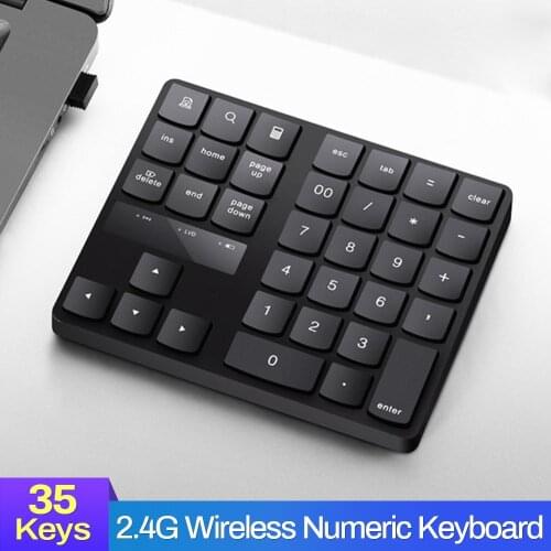 35 Keys Mini Digital Keyboard Rechargeable For Accounting Teller Laptop Notebook 2.4GHz Wireless Keyboard Numeric Keypad Numpad