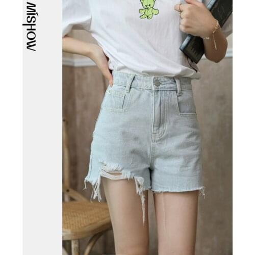 MISHOW Denim Shorts Women 2021 New Summer Womens High-waist Loose Jeans Hot Girl Streetwear A-line Short Pants MXA25K0023