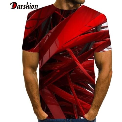 3D Geometric Stripe Red Pattern Print Men 3d T-shirt Black Tee Casual Top Anime Camiseta Streatwear Short Sleeve Cloth size 6xl