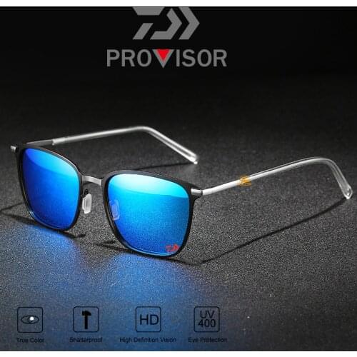 Daiwa Mens Polarized Sunglasses 2020 New Fishing Square Polarized Sunglasses Metal Driver Night Vision Goggles Sunglasses
