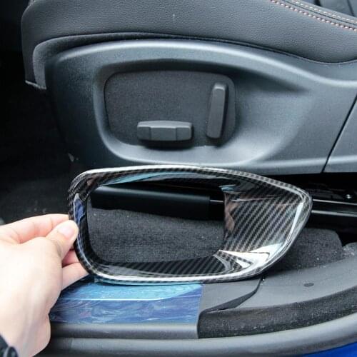 2 pcs Carbon Fiber Style ABS Plastic Sticker Car Seat Decoration Frame Cover Trim for Jaguar XE F-PACE f pace X761 Accessories