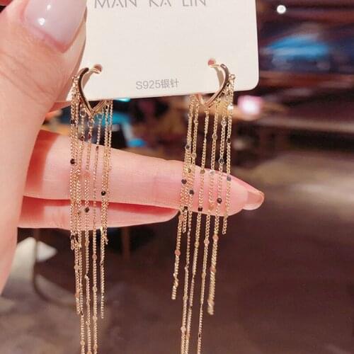 New Arrival Fashion Gold Metal Long Tassel Drop Earrings Korean Long Chain Dangle Women Wedding earrings Fashion Jewelry Gifts