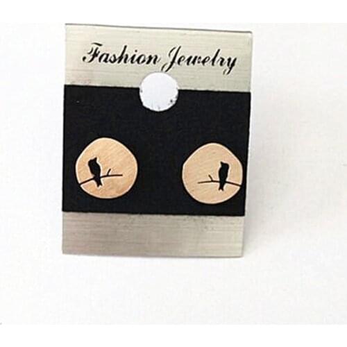 Wholesale 10piece Tiny Bird Earing Fashion Jewelry Stainless Steel Gold Silver Color Bird On Branch Stud Earrings Brincos Bijoux