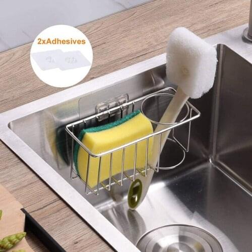Sink Organizer Caddy Brush Holder-Sponge Holder for Kitchen Sink Caddy, 2 in 1 Brush Holder,Stainless Rust Proof