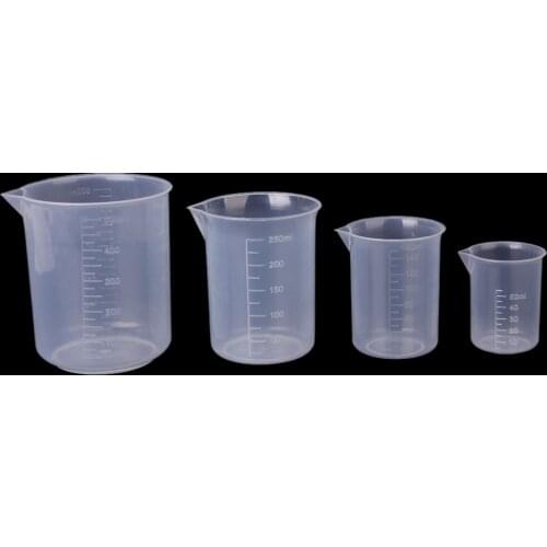 4pcs 50ml 150ml 250ml 500ml Plastic Graduated Measuring Beaker Liquid Cup Container Lab Kitchen