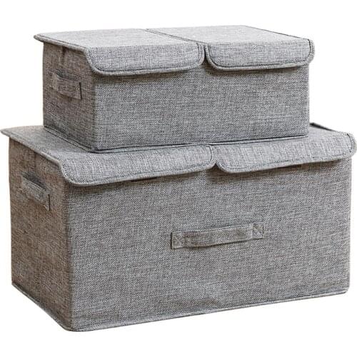 Collapsible Clothes Organizer Box Removable Toys Storage Bin with Dustproof Lid Household Sundries Storage Box