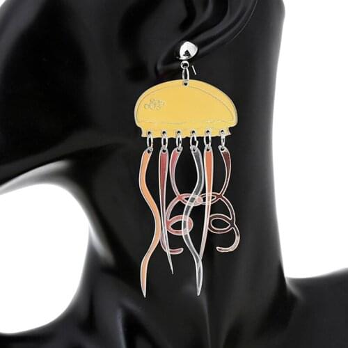 Super Cool Jewelry Handmade Color Change Acrylic Jellyfish Drop Earrings For Women New Style Tassel Long Animal Dangle Earrings