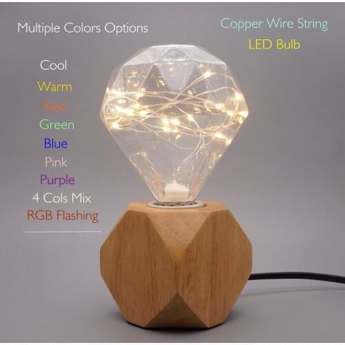 LED Vintage Diamond Shape Filament Bulb Retro Lamp E27 AC85V-265V Copper Wire String Lampada Decor Xmas Holiday Lighting