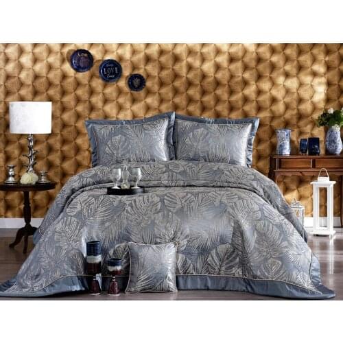 Tropical Double Bed Cover Set Smoke Blue