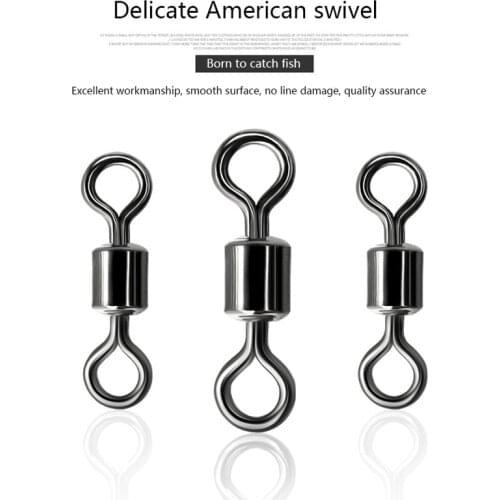 Topline Tackle 10-50PCS Fishing Swivel Sizes Solid Connector Ball Bearing Snap Fishing Swivels Rolling Stainless Steel Beads