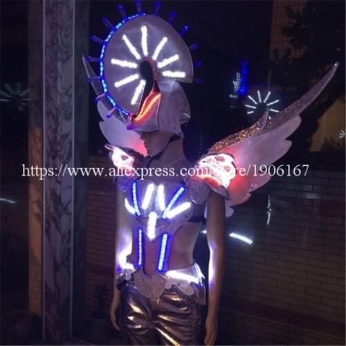 Colorful Led Luminous White Knight Catwalk Clothes Carnival Victoria Ballroom Costume Stage Dance DJ Singer Cosplay Clothing