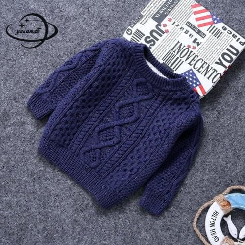 Yauamdb Kid Sweater Autumn Spring 2-13y Boys Girls Knit O-neck Pullovers Childrens Solid Clothing Cashmere Warm Knitwear Y54