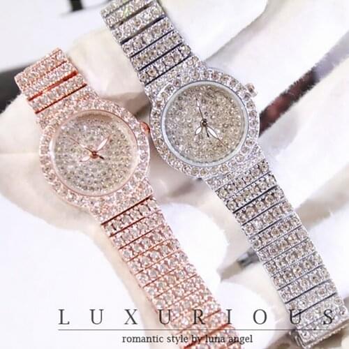 Full Diamond Watch Women Brand Luxury Small Dial Gold Wrist Watches Crystal Stainless Steel Dress Ladies Wristwatch Montre Femme