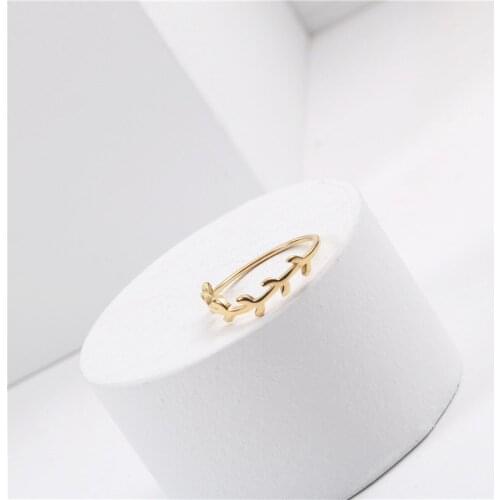 INSCHIC 2021 New Arrival Simple Rose Golden Thin Plant Leaves Rings For Women Girls Stainless Steel Refreshing Cute Jewelry Gift