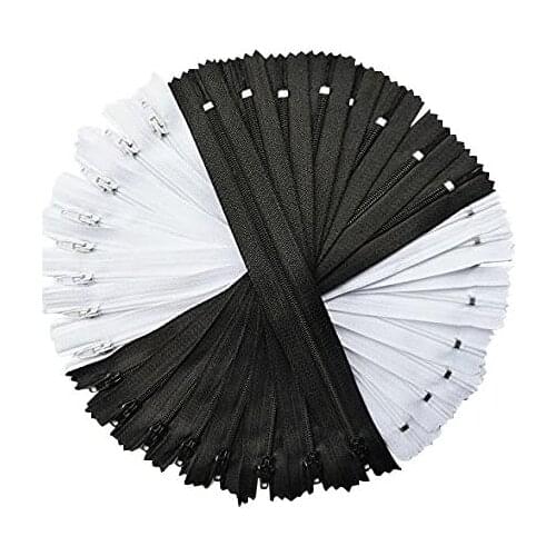 10 Pcs 15-60cm (6-24 Inch) Quality Black White Mixed Length DIY Accessories Nylon Coil Zippers Tailor Garment Sewing Handcraft