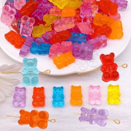 10Pcs Candy Color Gummy Mini Bear Charms for Making Earrings Pendants Necklaces Bracelet DIY Creative Jewelry Finding 11*18mm