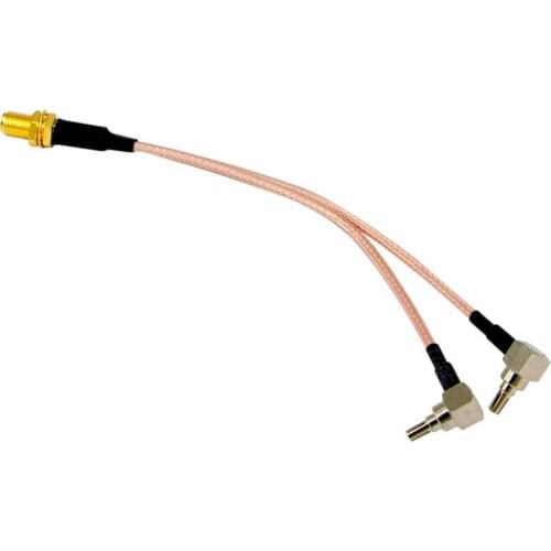100pcs F Female to Y type 2 X CRC9 Male Connector Splitter Combiner Cable Pigtail RG 316