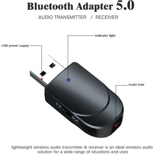 3.5mm AUX Jack Cable USB Bluetooth 5.0 Receiver Transmitter Stereo Audio Wireless Adapter Bluetooth Adapter For Car Kit TV