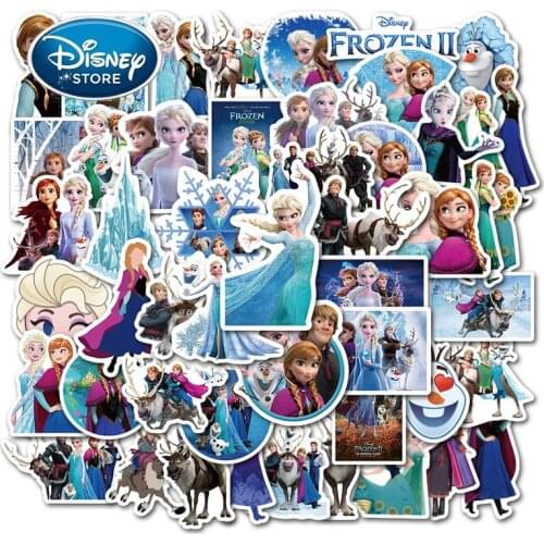 50 Pieces/Set Disney Frozen 2 Elsa Princess Sticker Cartoon Anna Olaf Graffiti Sticker Waterproof Laptop Skateboard Stickers