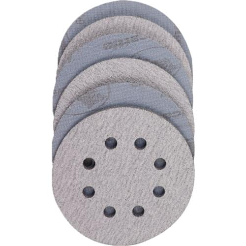 ATPRO 100 PCS Of White 5-Inch 8-Hole Hook And Loop Sandpaper 20 Pieces Per Sample 80 120 180 240 320 Sand Disc Velcro For Car