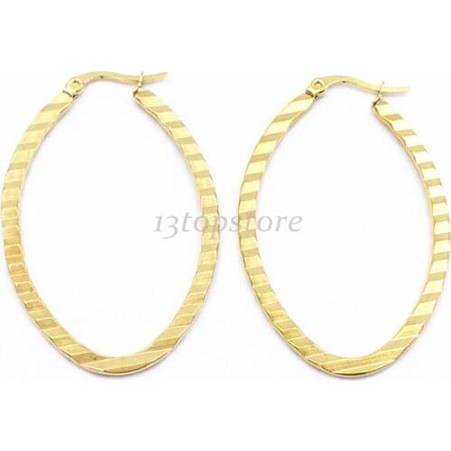 Free shipping 6pairs Outer diameter of 32 mm oval cut stainless steel earrings jewelry jewelry gifts