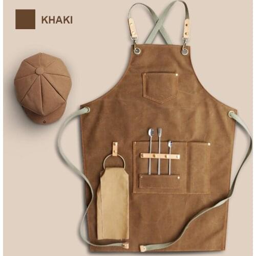 Canvas apron baking barber restaurant waiter unisex work apron uniform multifunctional apron work kitchen accessories cooking