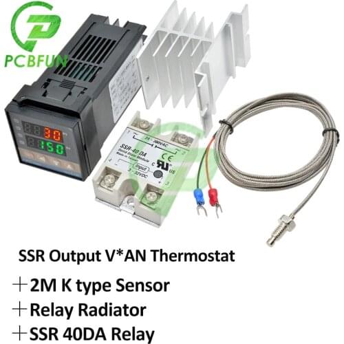 Digital PID Temperature Controller REX-C100 REX C100 Thermostat SSR Output+40DA SSR Relay+K Thermocouple Probe RKC Sensor 1300C