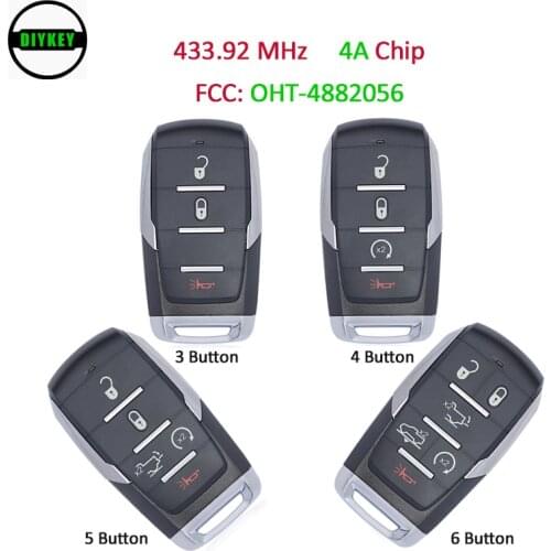 DIYKEY for Dodge Ram 1500 Pickup 2019 2020 Smart Key Car key 433MHz ASK PCF7953M 4A Chip OHT-4882056 P/N: 68291687AD