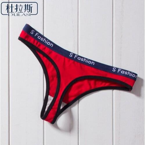 DULASI Sexy Cotton G-String Panties Women Low Waist Cotton Crotch Letter Lingerie Underwear Women Sunmmer Seamless Thong Briefs