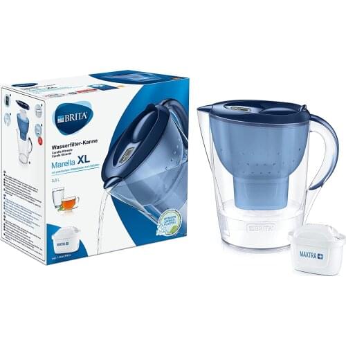 BRITA Marella XL water filter jug for reduction of chlorine, limescale and impurities, 1 x MAXTRA+ 3 filter cartridges, 3.5L