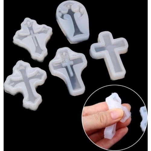 5PCS Cross Silicone Resin Mold For Jewelry Making Casting Mould Craft DIY Tools Dried Flower Resin Decorative DIY Hand Crafts