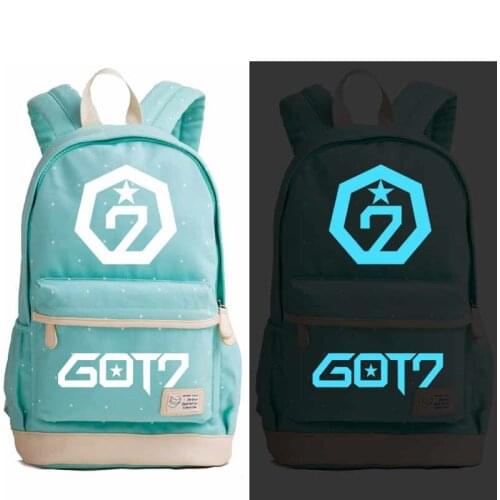 Got7 Fans Canvas Luminous Backpack Bag Flowers Point School Teenagers Student Book Travel Laptop Girl Bag Gift